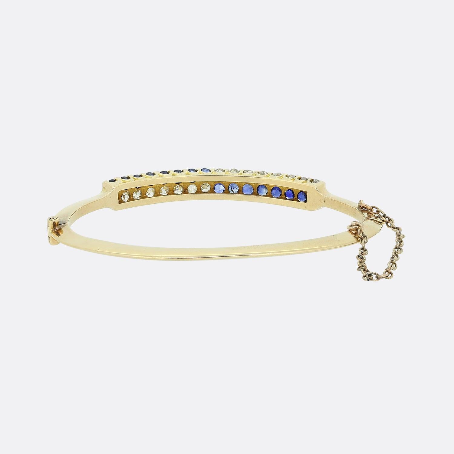 Viktorianischer Armreif mit Saphir und Altschliffdiamant im Zustand „Gut“ im Angebot in London, GB