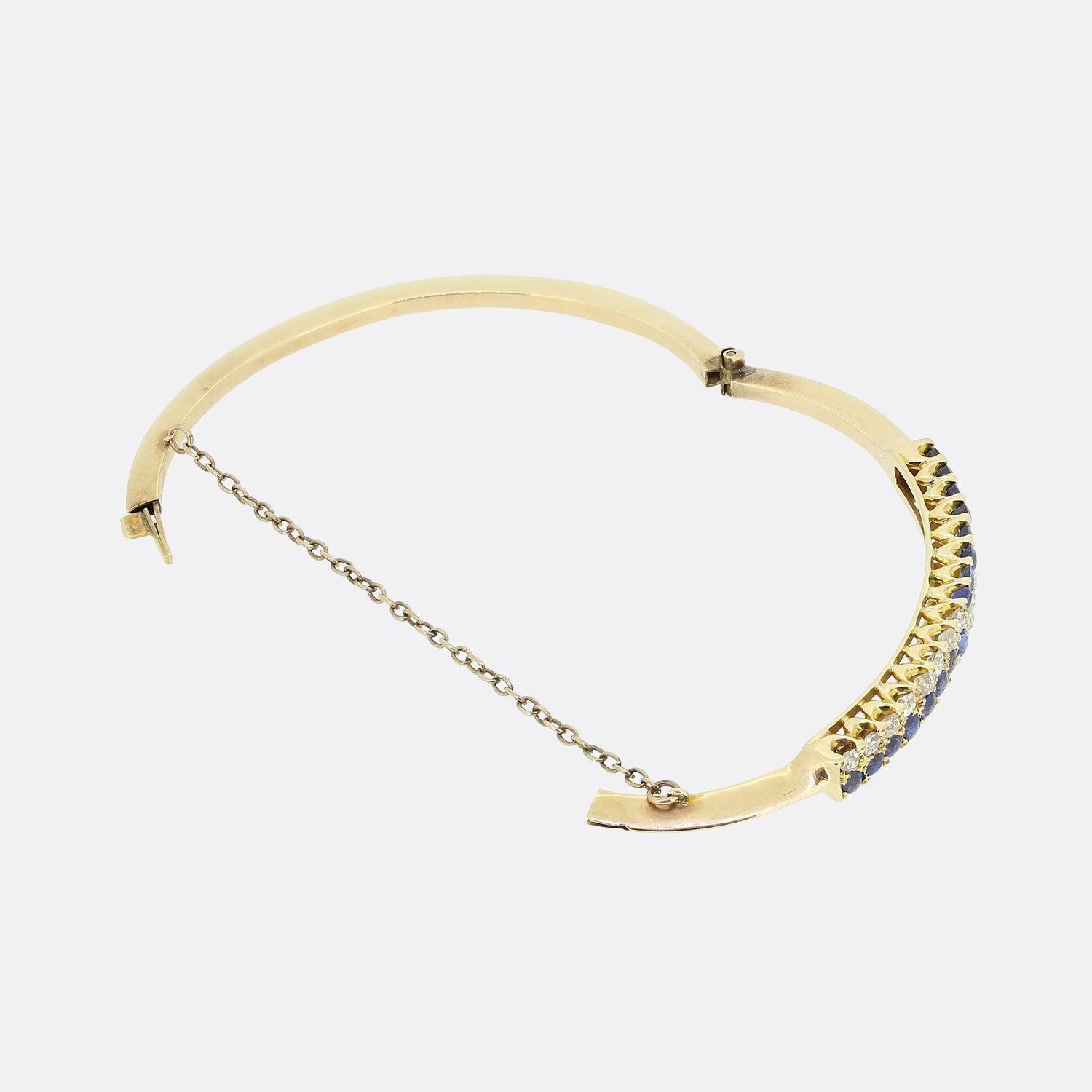 Viktorianischer Armreif mit Saphir und Altschliffdiamant Damen im Angebot