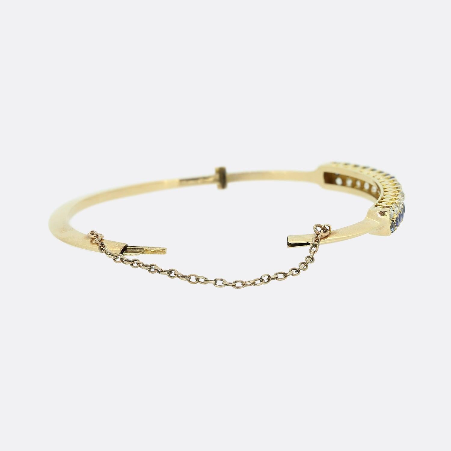 Viktorianischer Armreif mit Saphir und Altschliffdiamant im Angebot 1