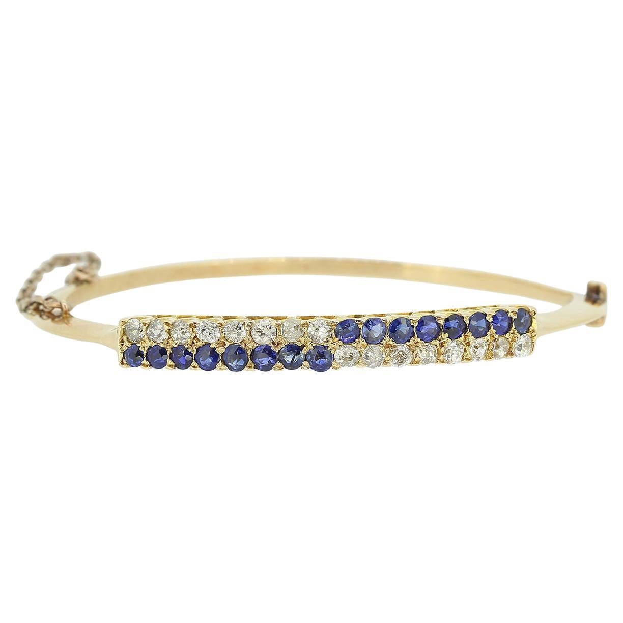 Victorian Sapphire and Old Cut Diamond Bangle