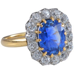 Victorian Sapphire and Old Cut Diamond Ring in in Platinum and 18 Carat Gold