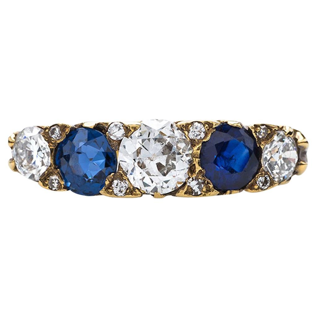 Victorian Sapphire and Old European Cut Diamond Band For Sale