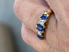Victorian Sapphire and Rose Cut Diamond Ring 18k Gold Ring