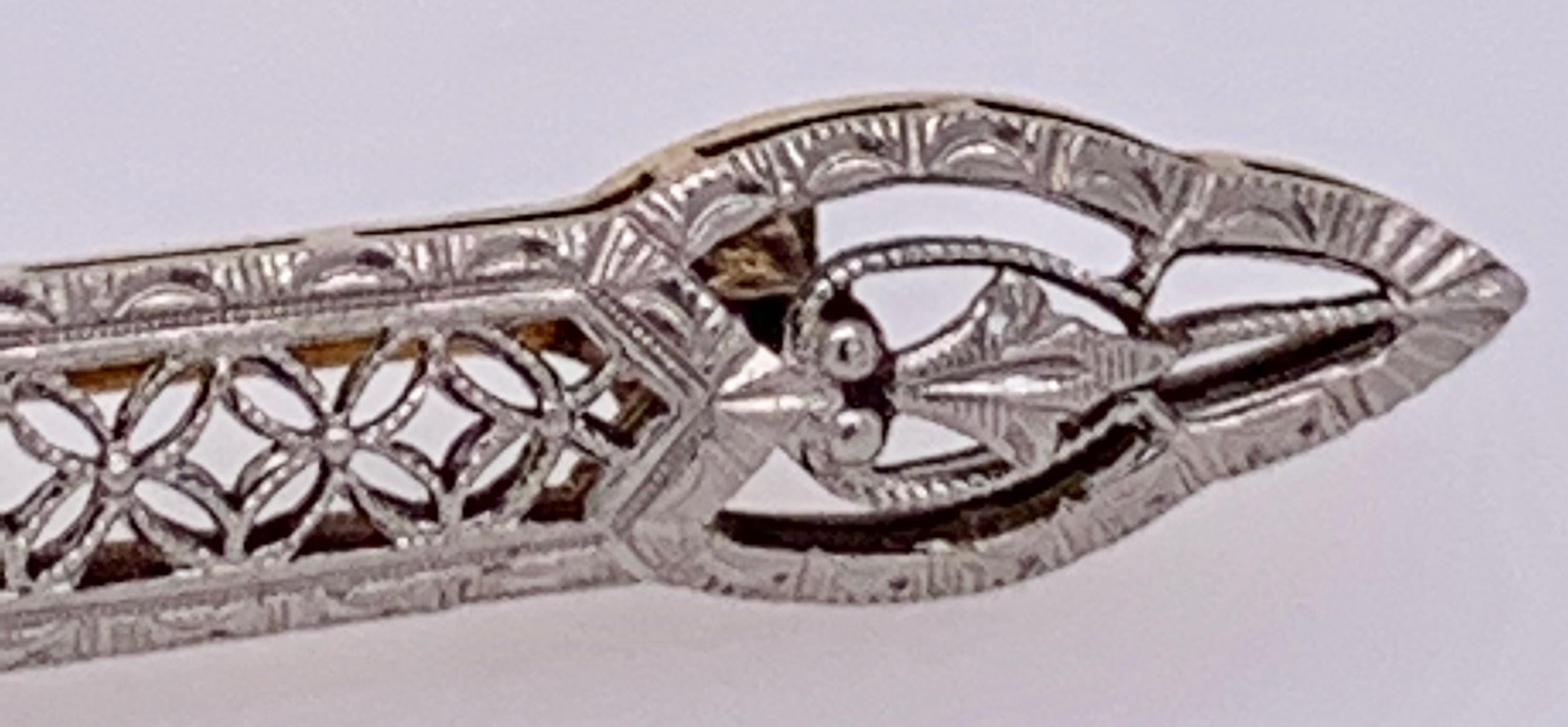 Victorian Sapphire Bar Pin, Pierced Floral Design For Sale 1