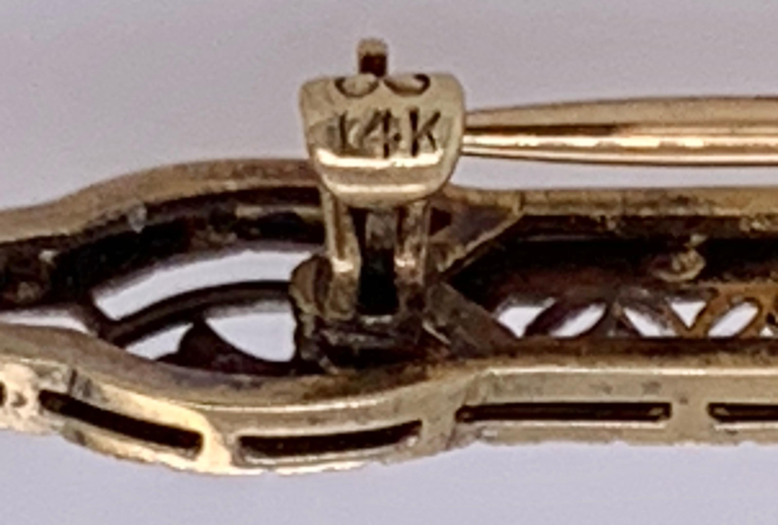 Victorian Sapphire Bar Pin, Pierced Floral Design For Sale 5