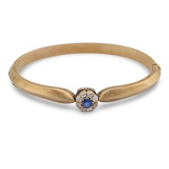 Victorian sapphire diamond 14k rose gold bangle