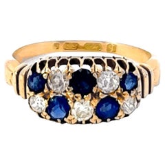 Victorian Sapphire Diamond 18 Karat Gold Band Ring