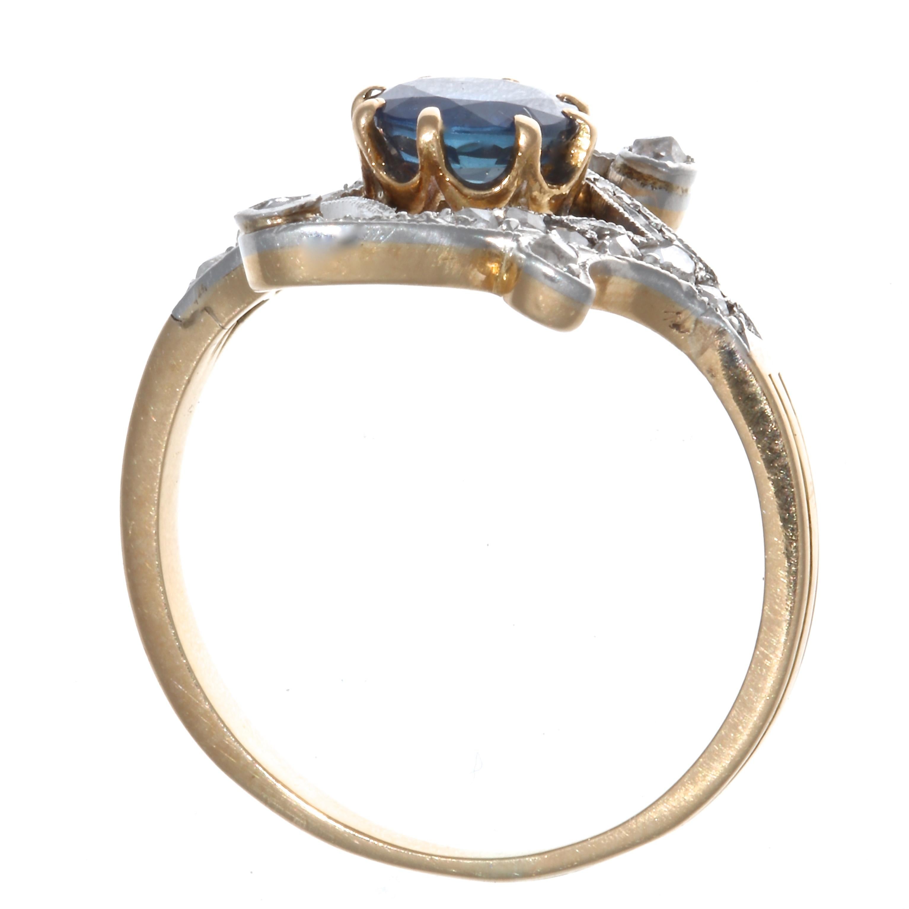 Victorian Sapphire Diamond 18 Karat Gold Ring In Excellent Condition In Beverly Hills, CA