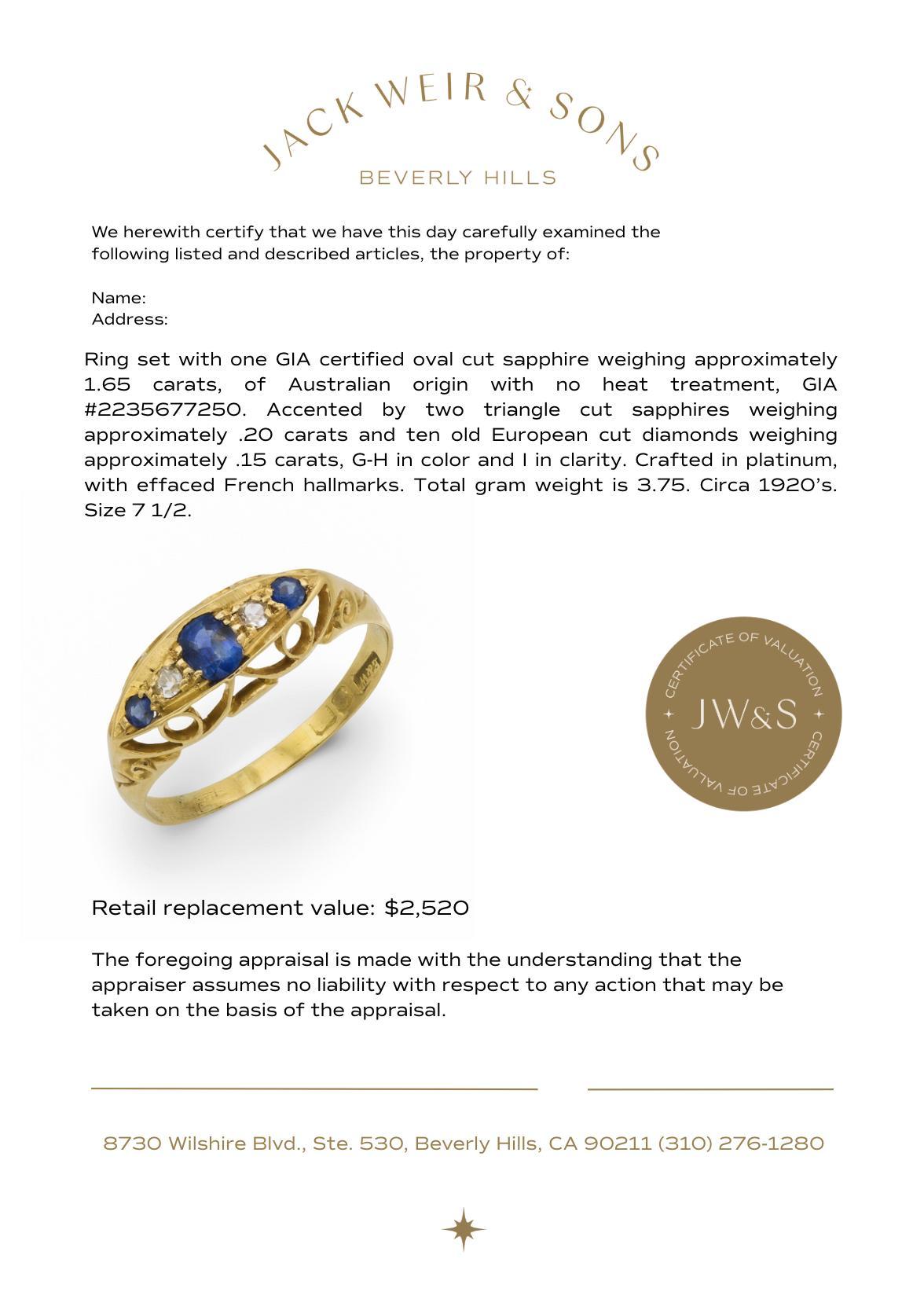 Victorian sapphire diamond 18k yellow gold ring en vente 2