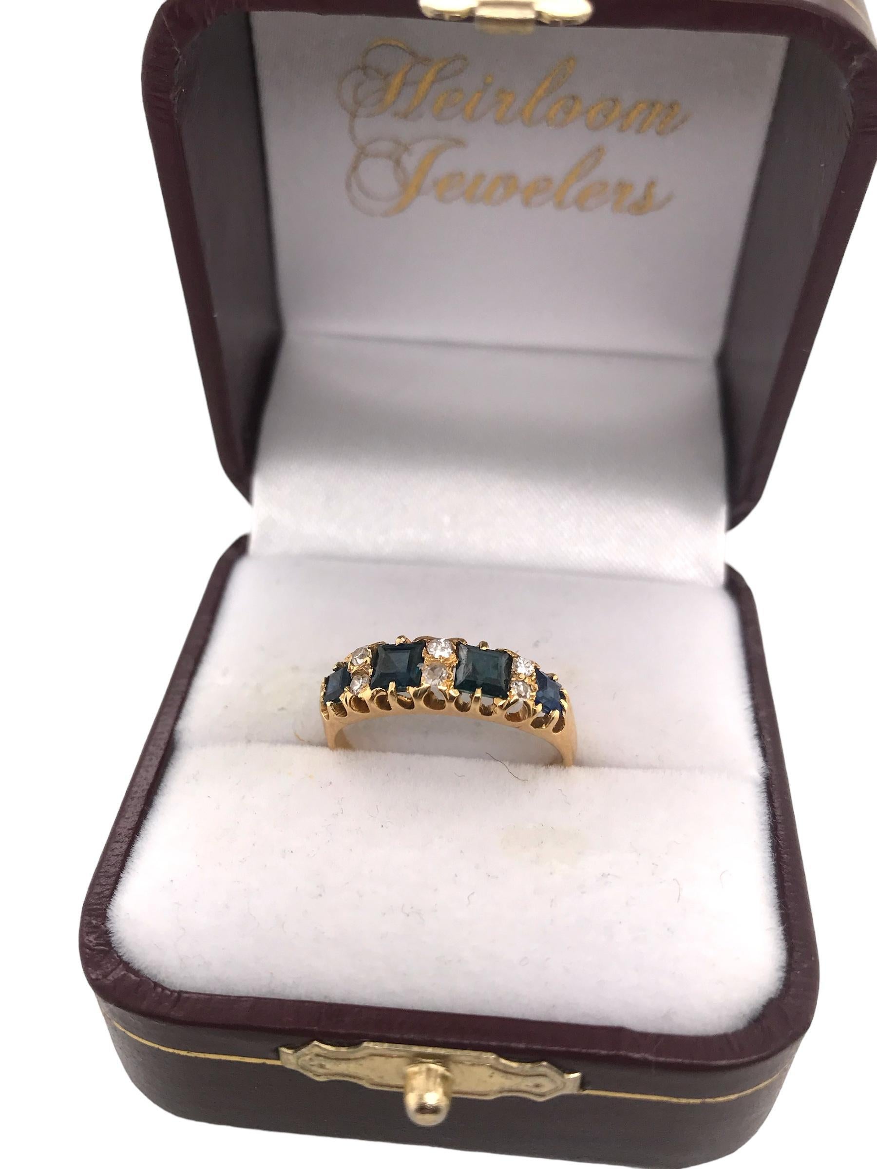 Victorian Sapphire & Diamond Band London 1868 5