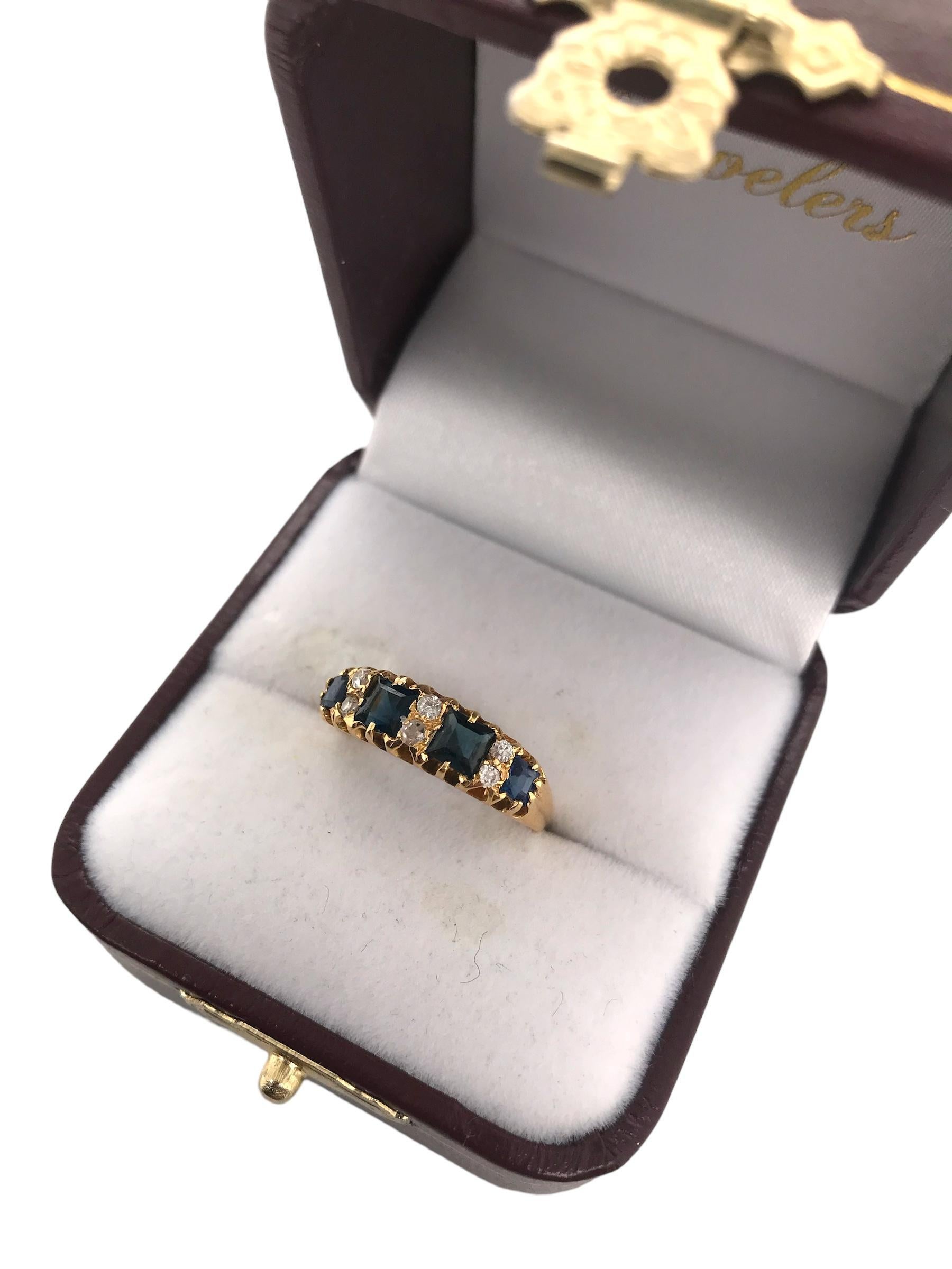 Victorian Sapphire & Diamond Band London 1868 6