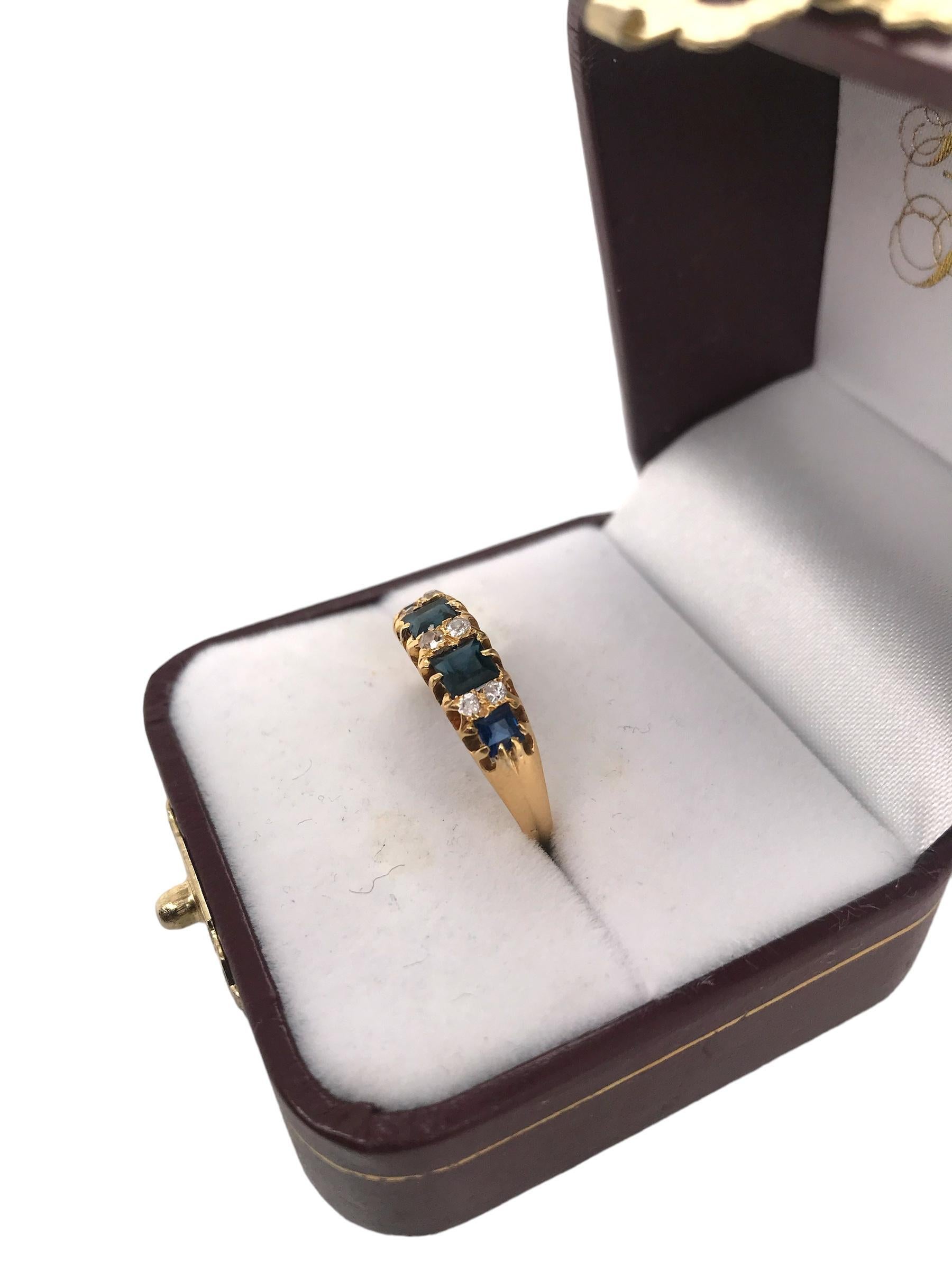 Victorian Sapphire & Diamond Band London 1868 7