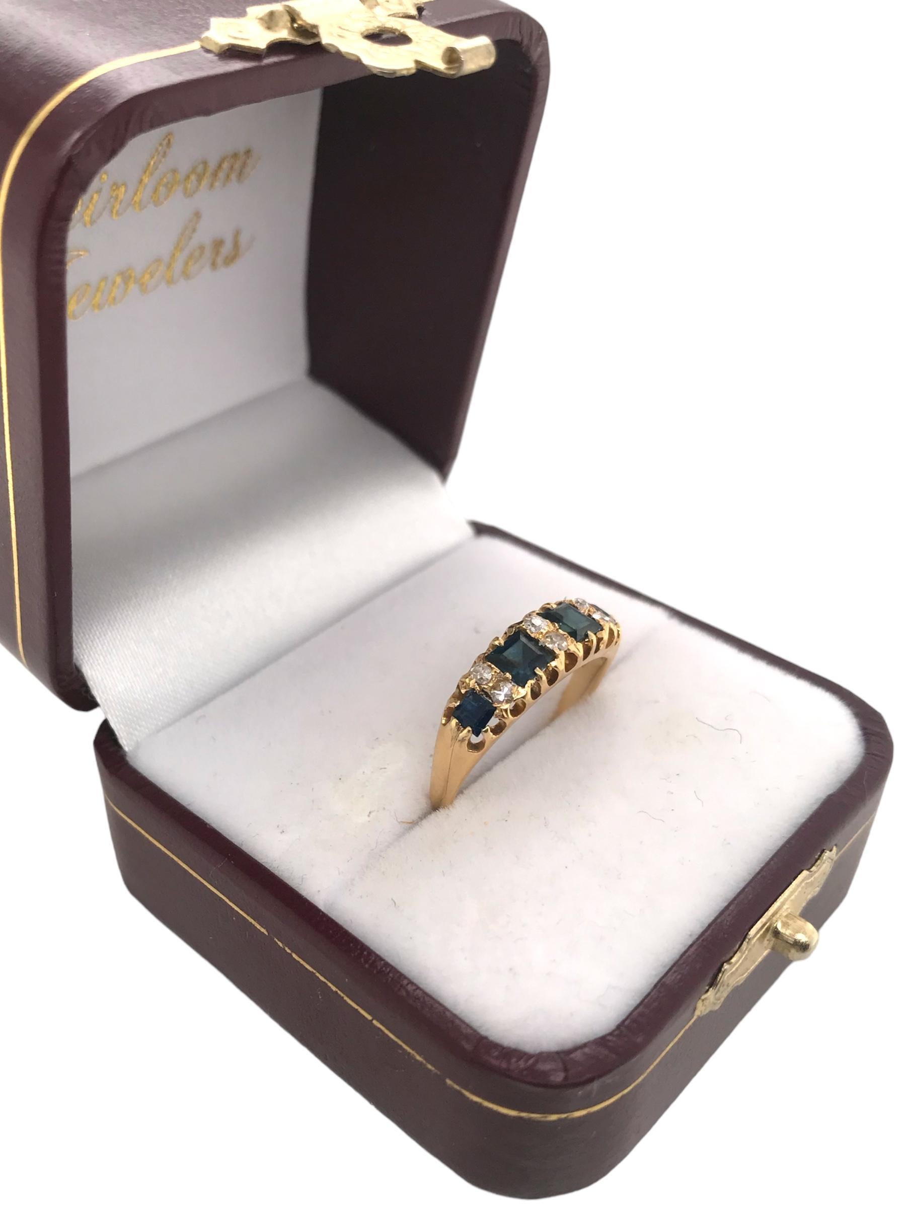 Victorian Sapphire & Diamond Band London 1868 8
