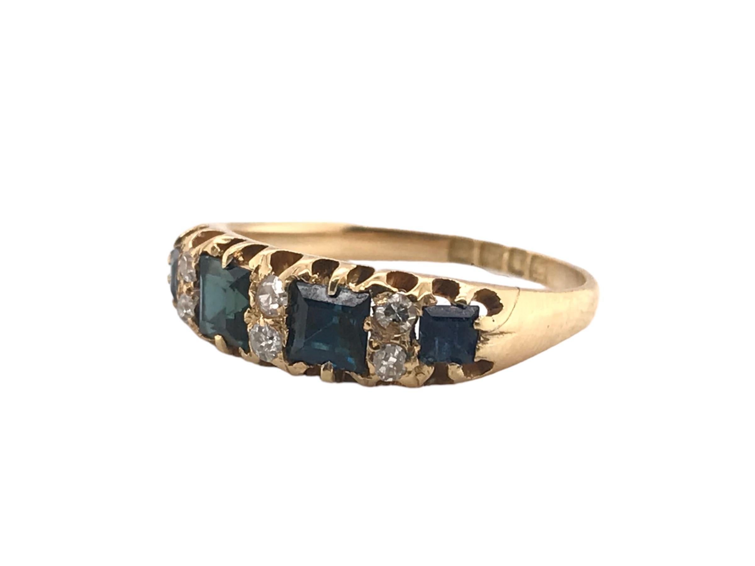 Victorian Sapphire & Diamond Band London 1868 In Good Condition In Montgomery, AL
