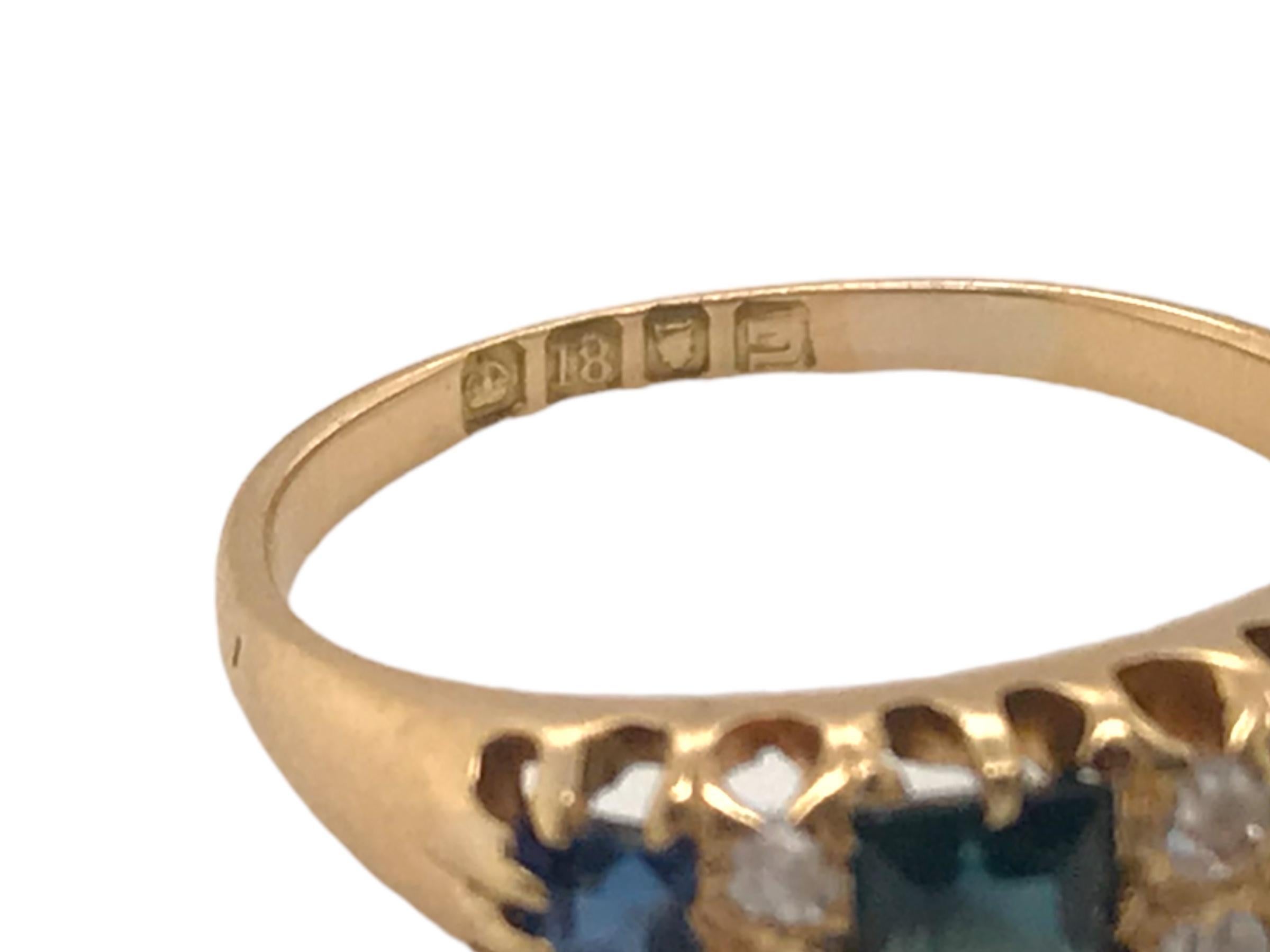 Victorian Sapphire & Diamond Band London 1868 4