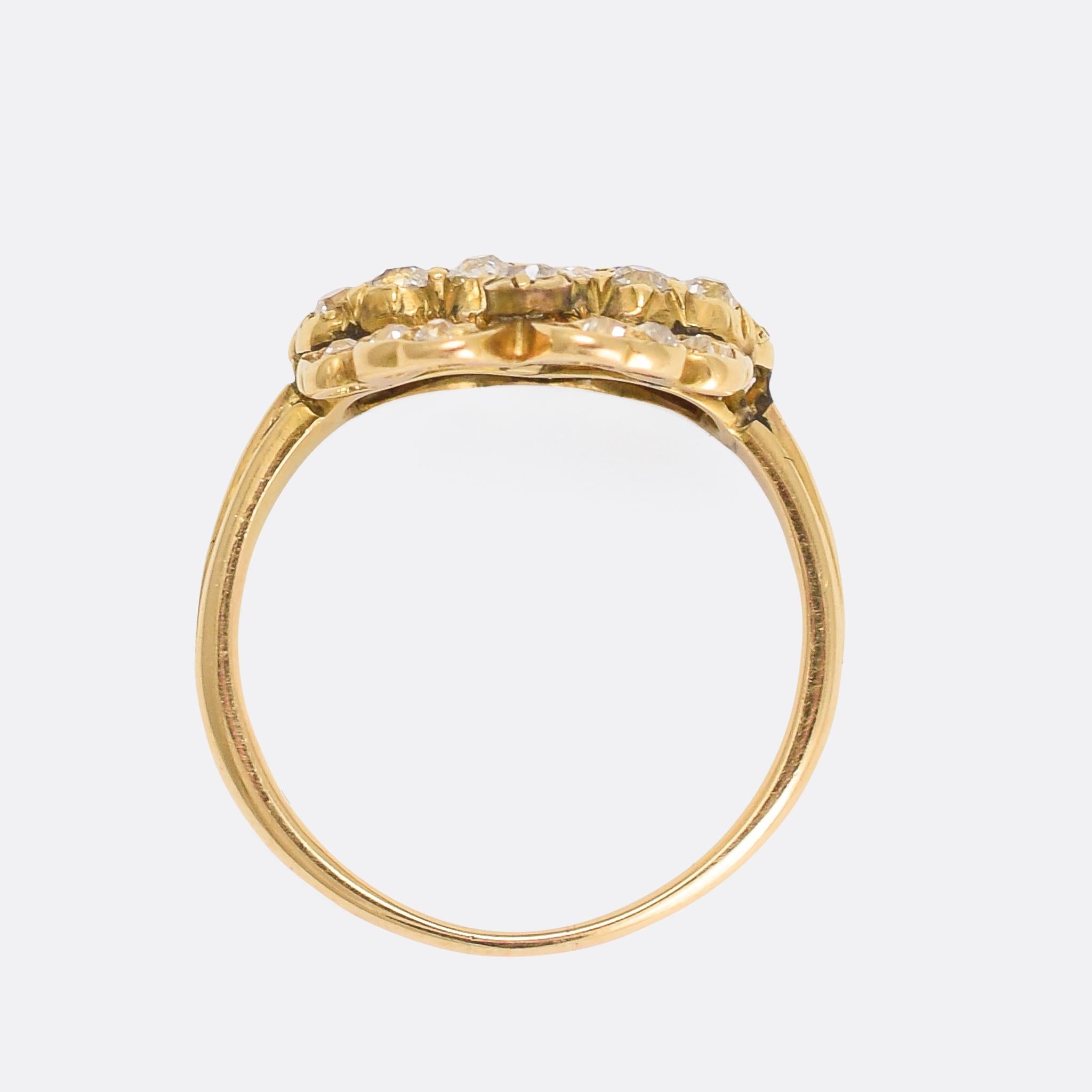Women's Victorian Sapphire Diamond Bowed Double Heart Ring
