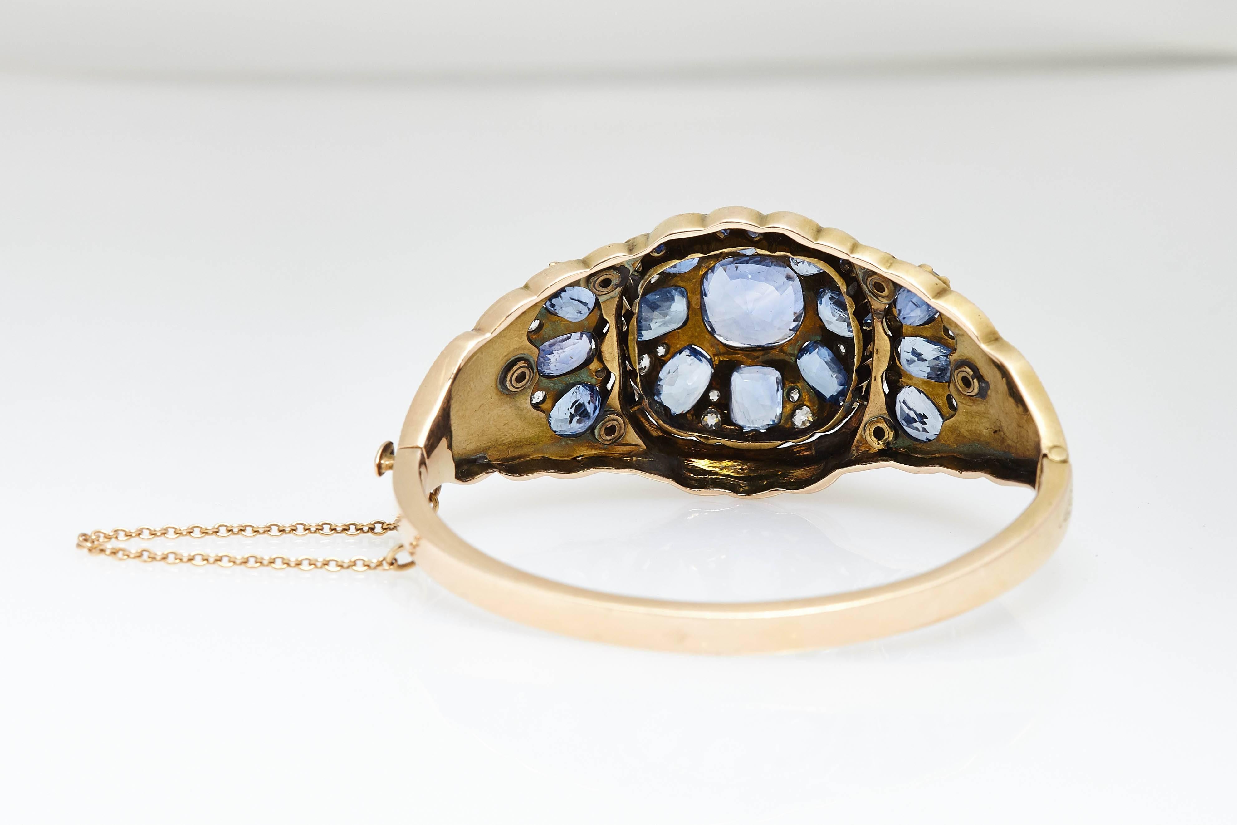 Victorian Sapphire Diamond Enamel Bracelet In Excellent Condition In New York, NY