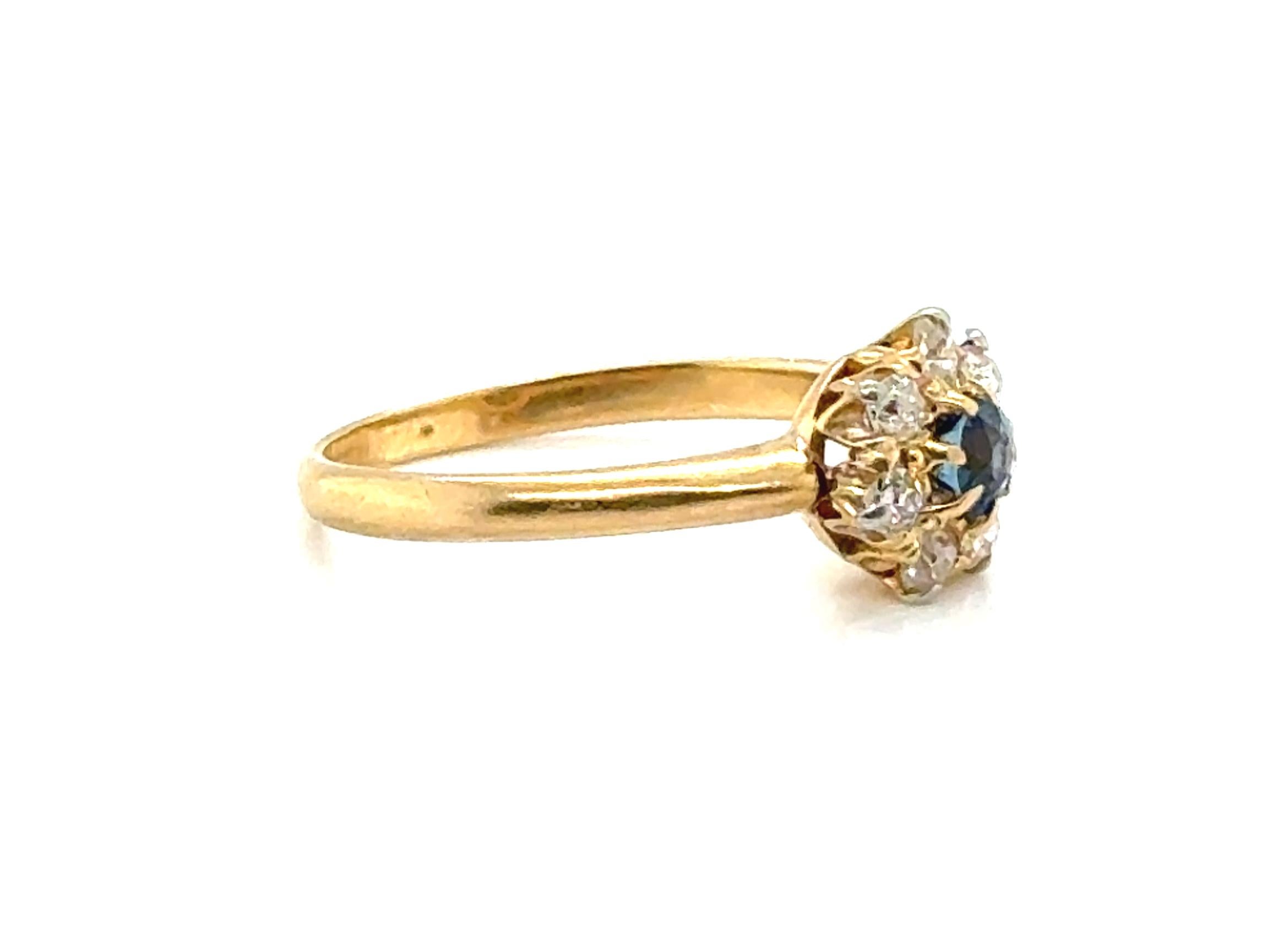 Vittoriano Anello di fidanzamento vittoriano con zaffiro e diamante da 0,70 carati Rubenstein 18 carati originale del 1890 in vendita
