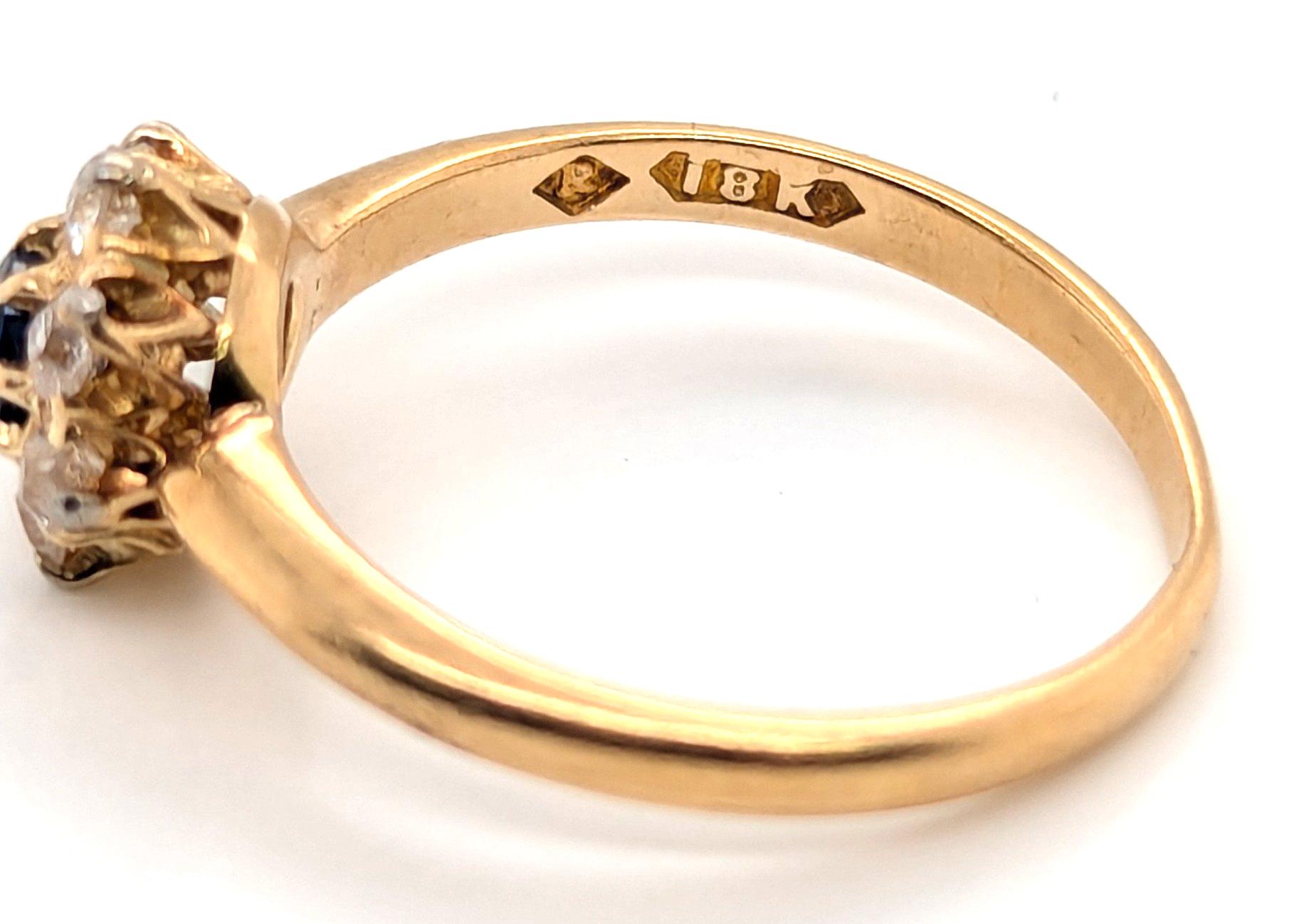 Anello di fidanzamento vittoriano con zaffiro e diamante da 0,70 carati Rubenstein 18 carati originale del 1890 In condizioni ottime in vendita a Dearborn, MI