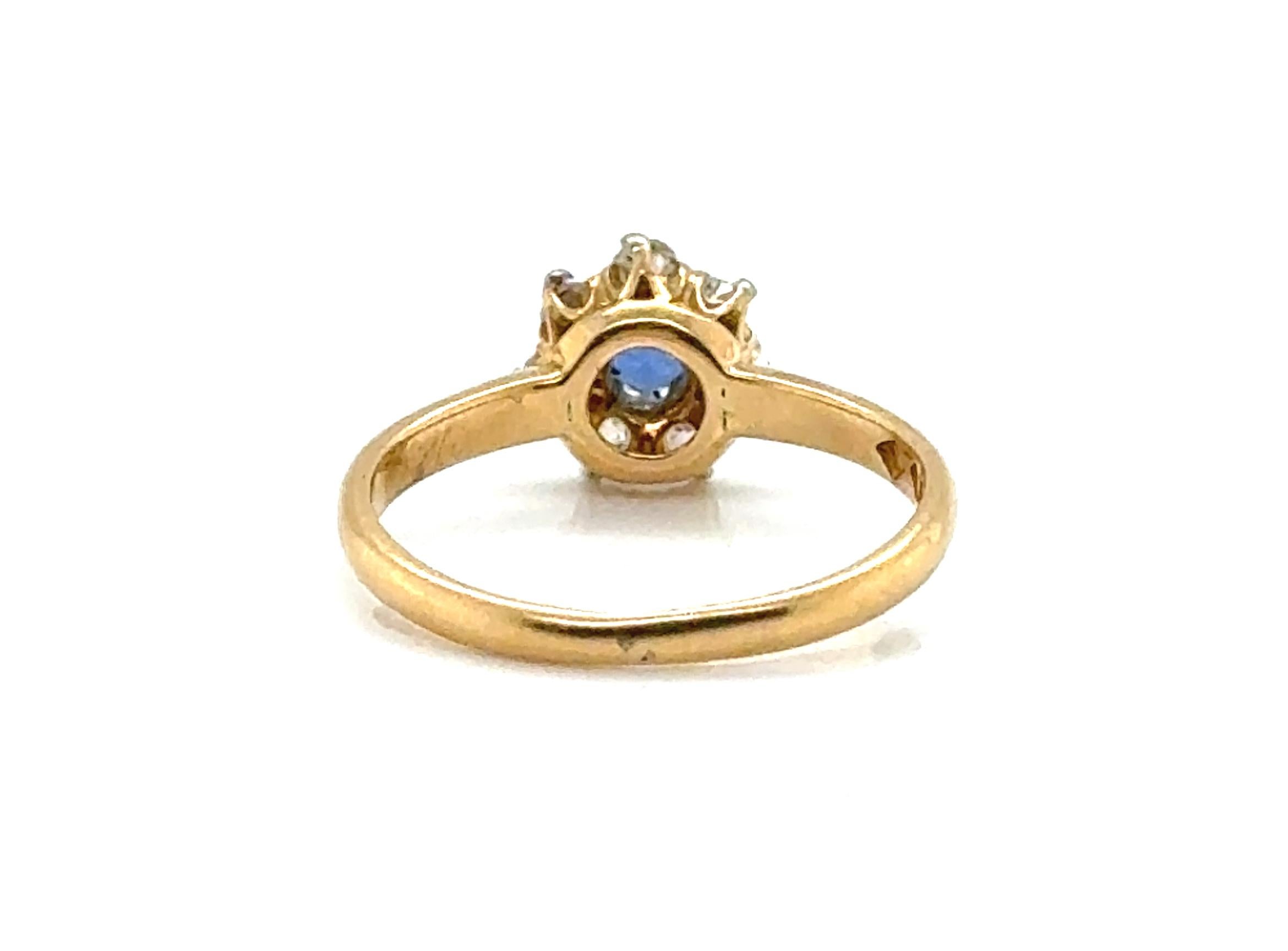 Donna Anello di fidanzamento vittoriano con zaffiro e diamante da 0,70 carati Rubenstein 18 carati originale del 1890 in vendita