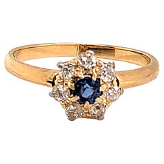Victorian Sapphire Diamond Engagement Ring .70ct Rubenstein 18K Original 1890's