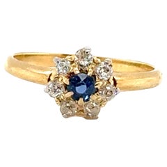 Anello di fidanzamento vittoriano con zaffiro e diamante da 0,70 carati Rubenstein 18 carati originale del 1890