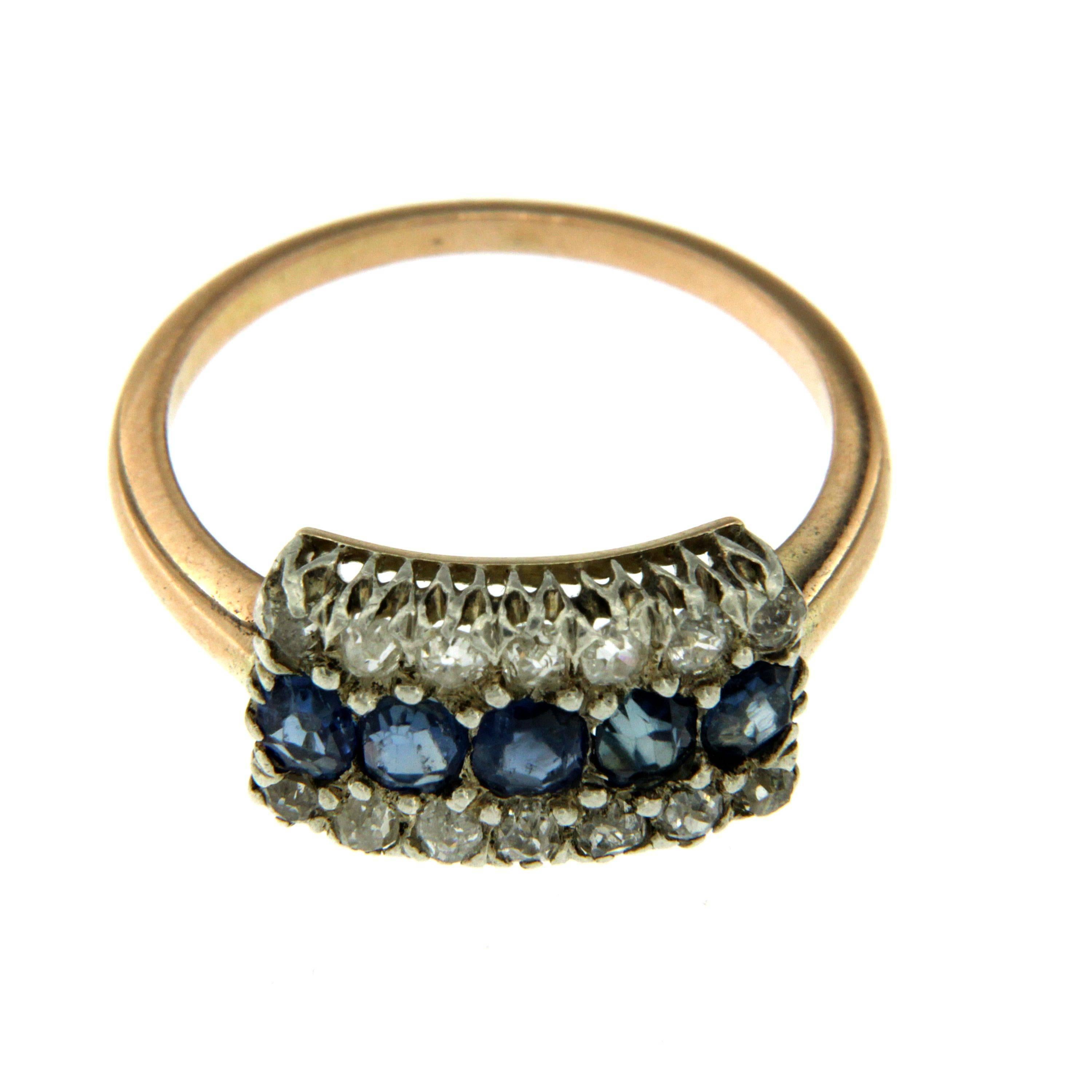 Victorian Sapphire Diamond Gold Engagement Ring 1