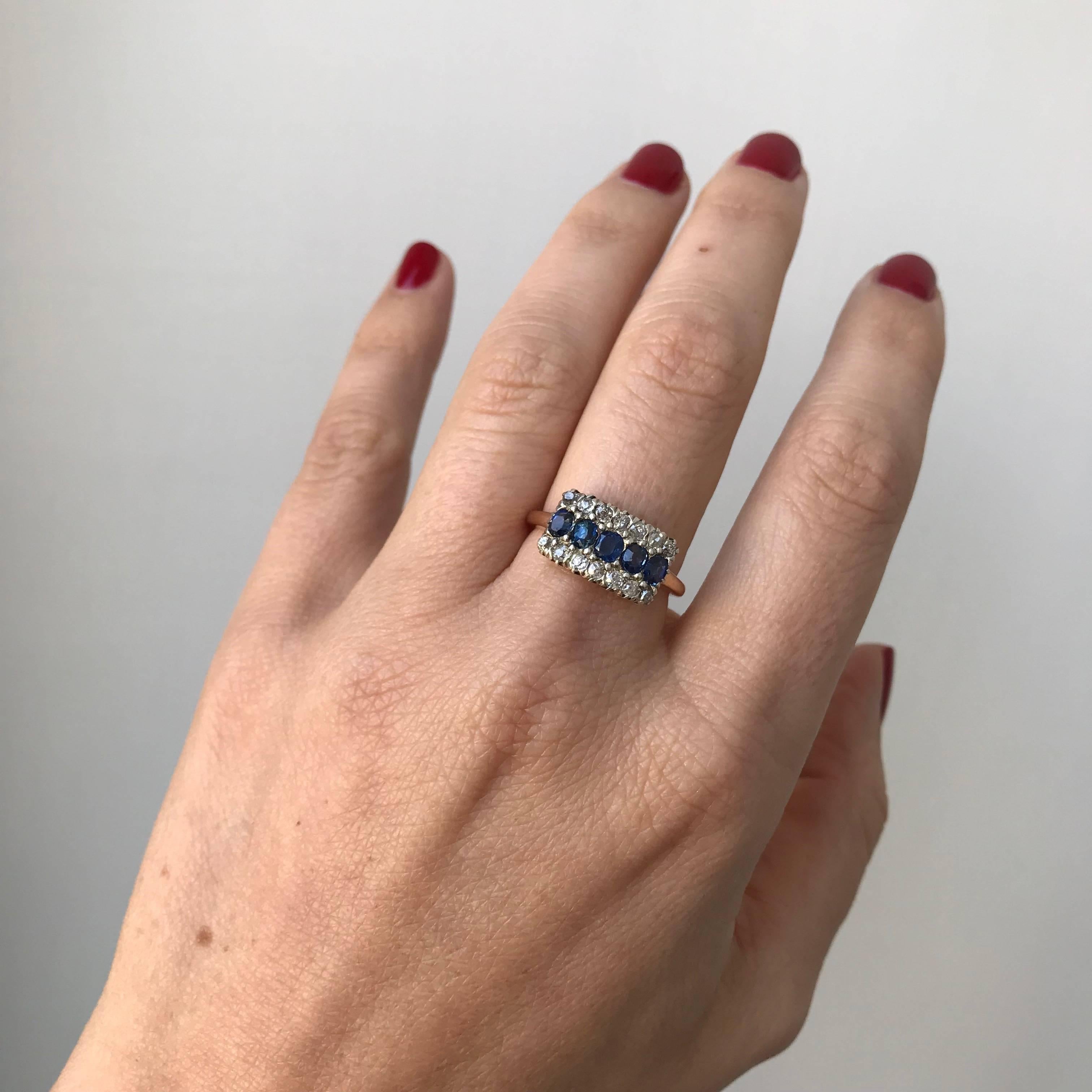Victorian Sapphire Diamond Gold Engagement Ring 2