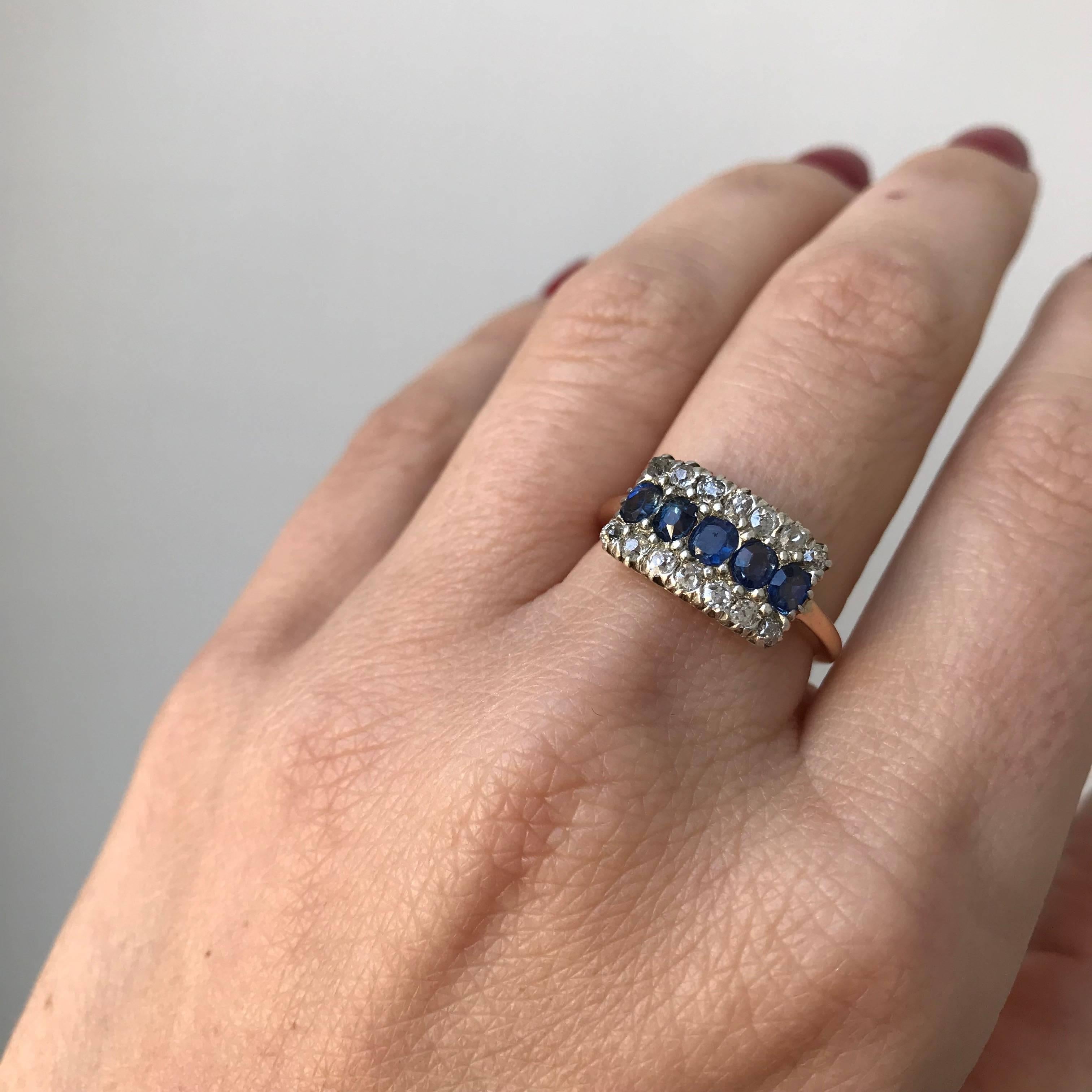 Victorian Sapphire Diamond Gold Engagement Ring 3