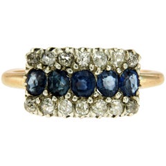 Victorian Sapphire Diamond Gold Engagement Ring