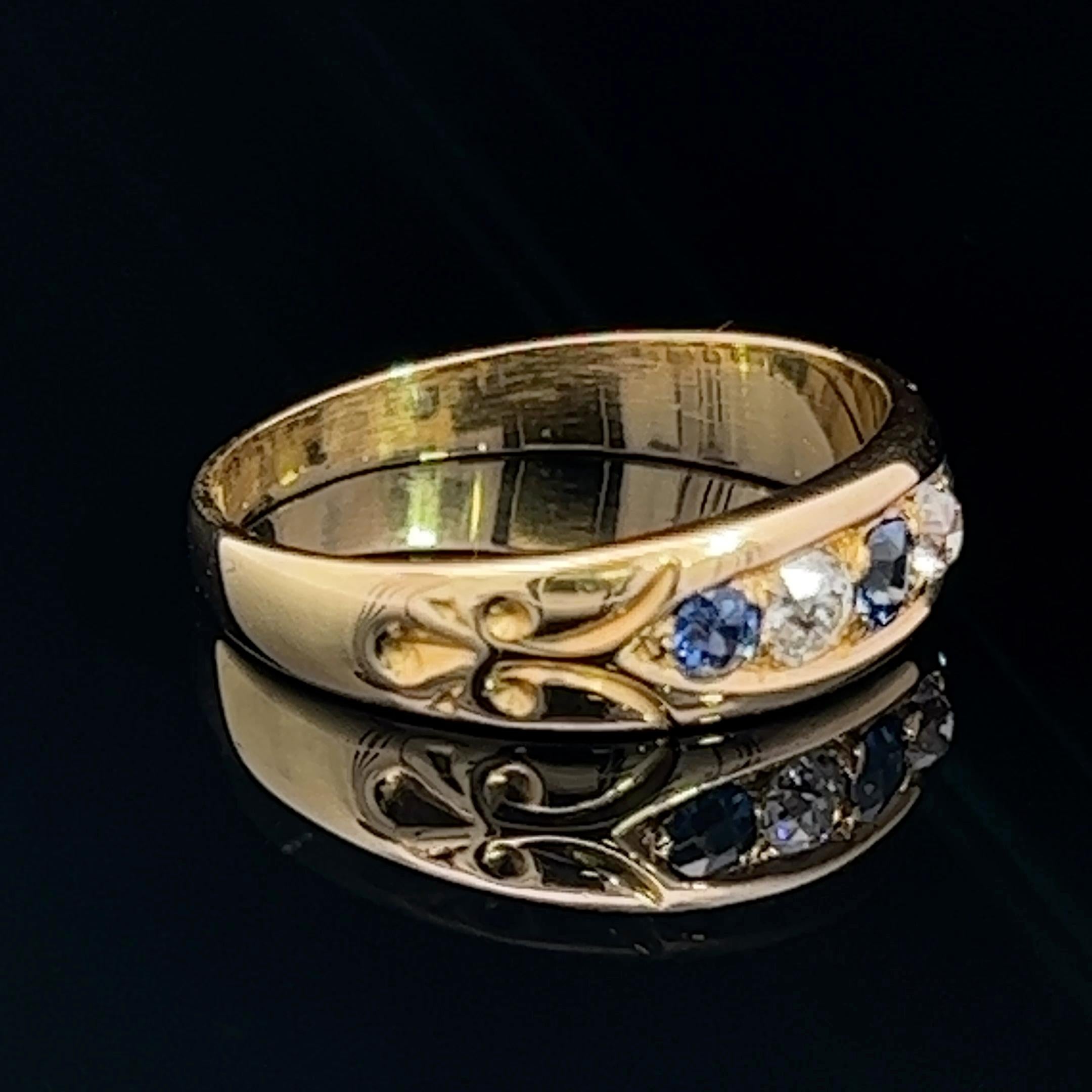 Victorian Sapphire & Diamond Ring - Hallmarked London 1891 1