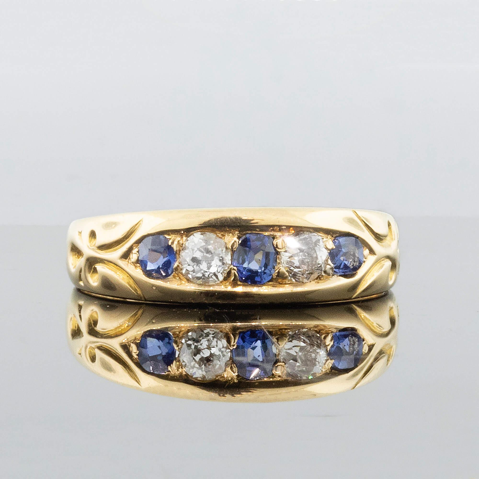 Victorian Sapphire & Diamond Ring - Hallmarked London 1891 2