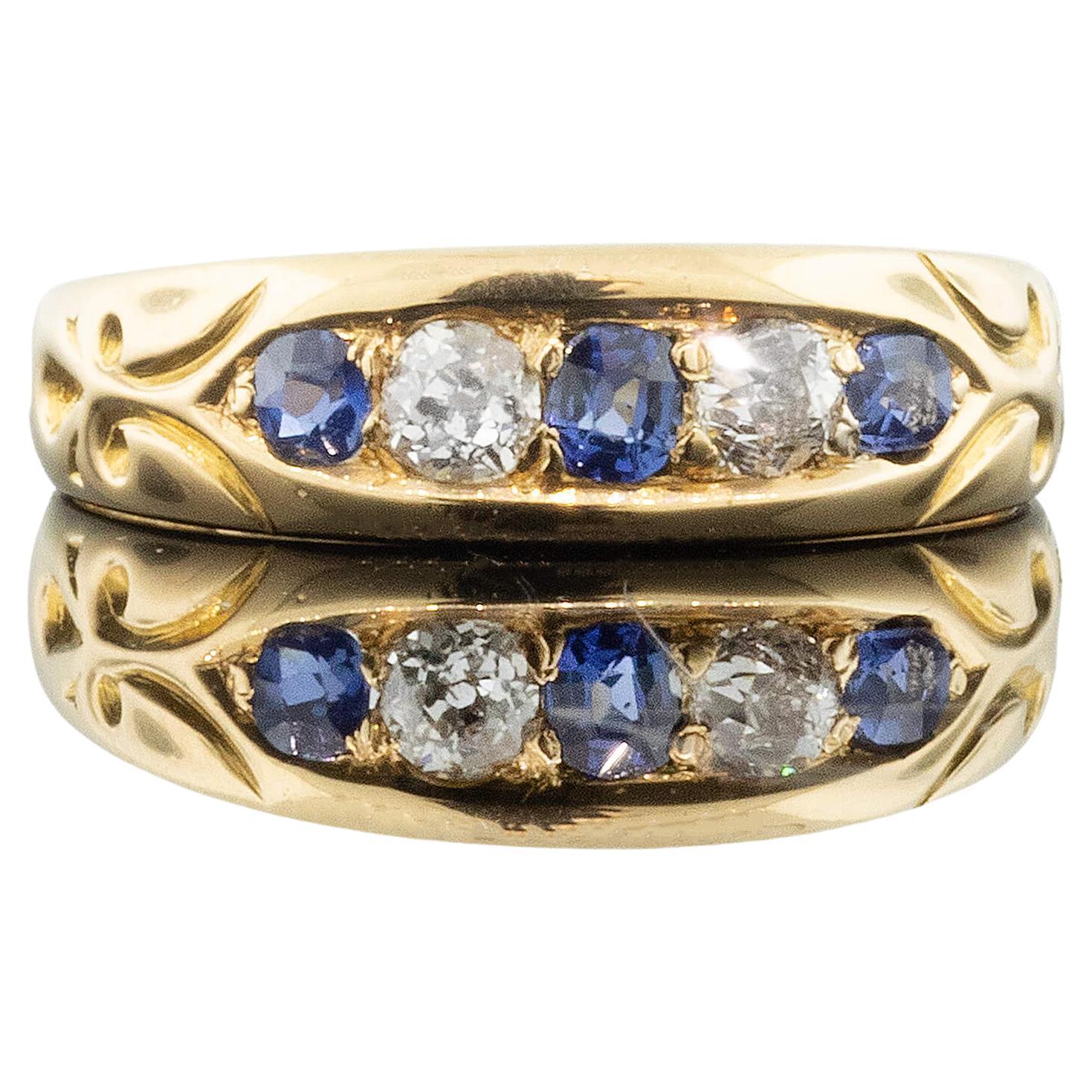 Victorian Sapphire & Diamond Ring - Hallmarked London 1891