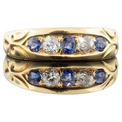 Antique Victorian Sapphire & Diamond Ring - Hallmarked London 1891