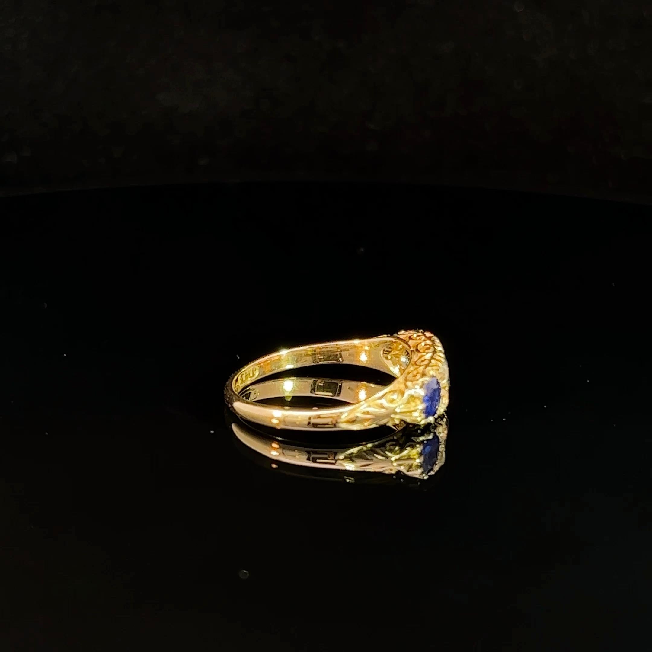 Victorian Sapphire & Diamond Half Hoop Ring Circa 1890-1900 For Sale 2