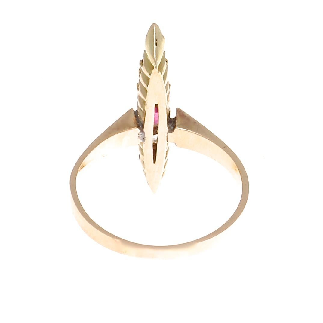 Women's Victorian Sapphire Diamond Ruby Gold Navette Ring