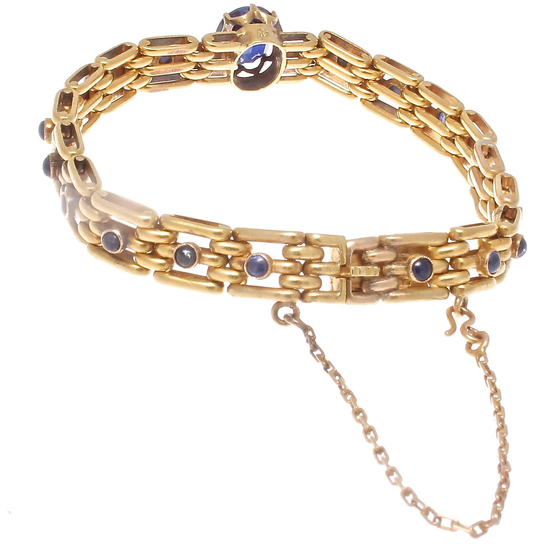 Retro Victorian Sapphire Gold Bracelet