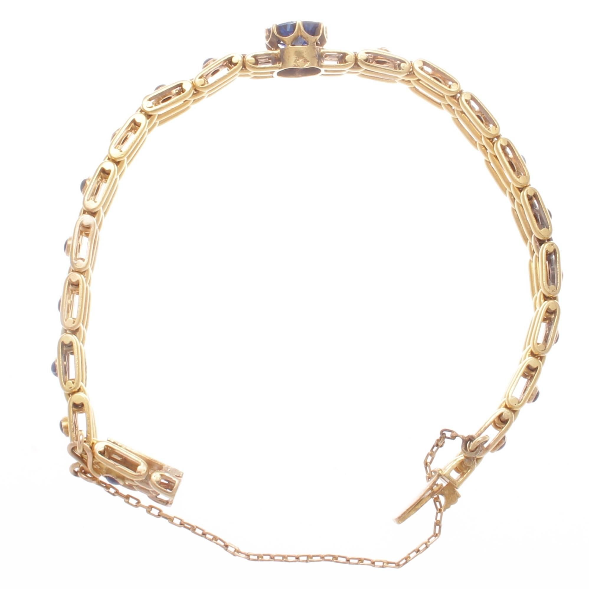 Victorian Sapphire Gold Bracelet In Excellent Condition In Beverly Hills, CA