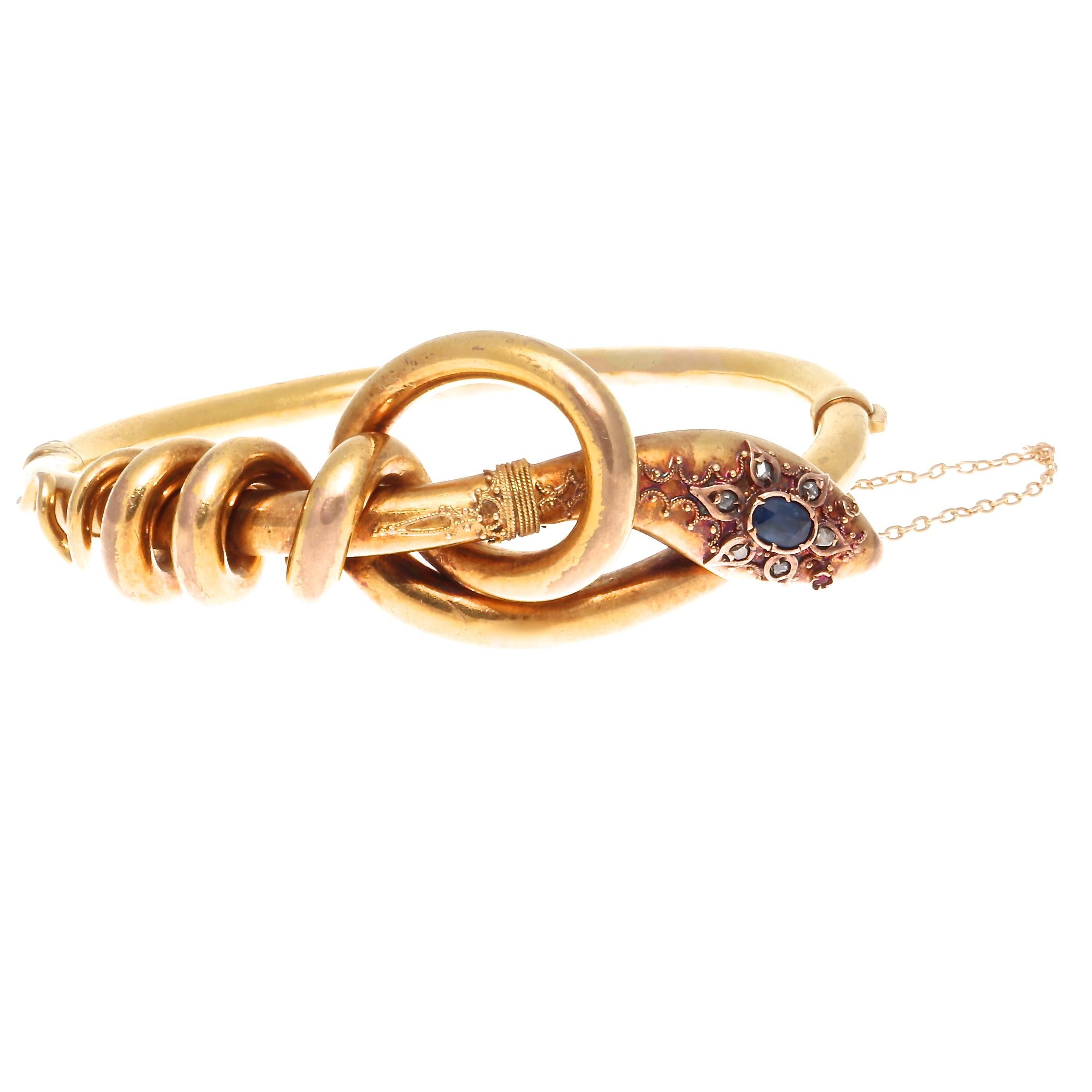 Victorian Sapphire Gold Snake Bracelet