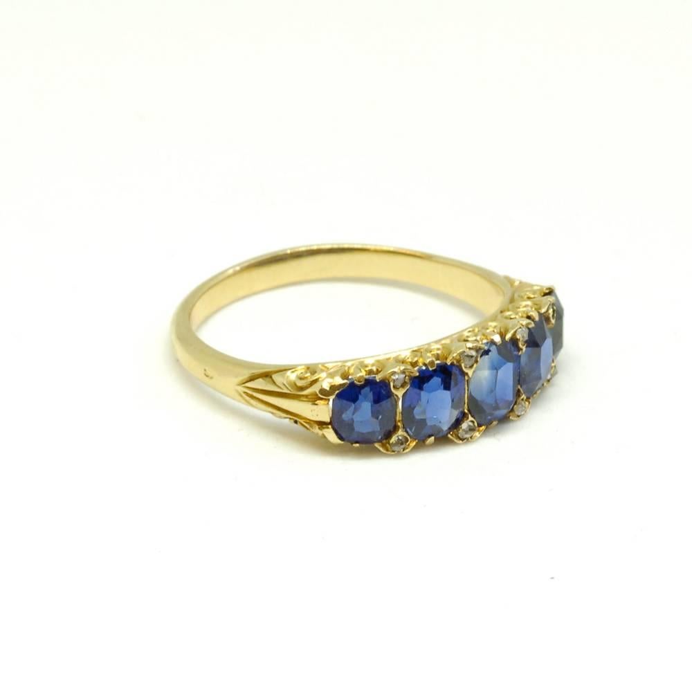 Victorian Sapphire Half Hoop Ring In Excellent Condition In London, GB