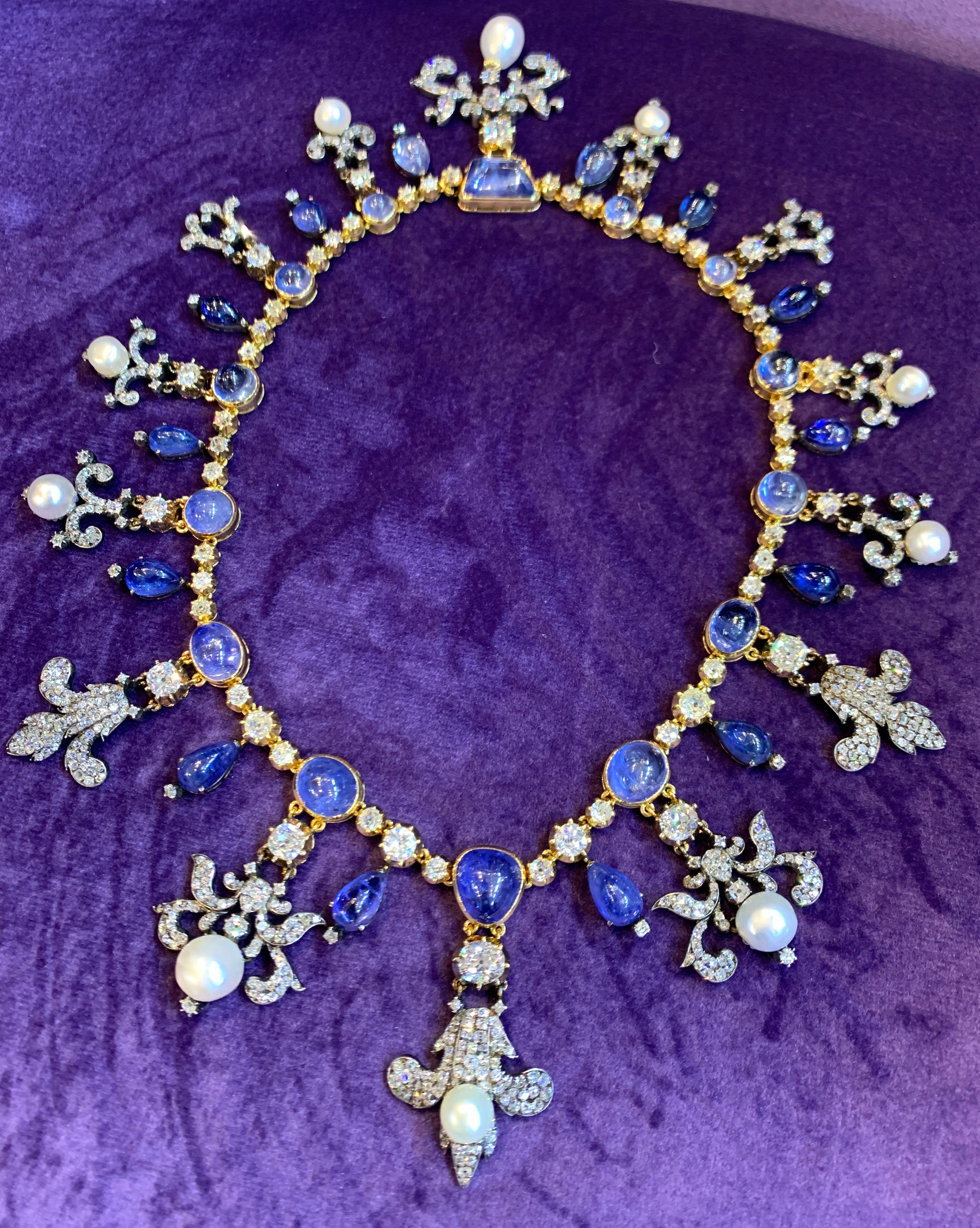 fleur de lis sapphire necklace
