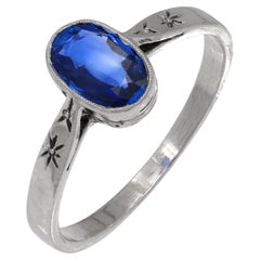 Victorian sapphire platinum bezel ring