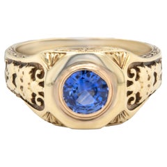 Victorian Sapphire Ring 0.90 Carats 14K Yellow Gold