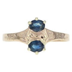 Victorian Sapphire Ring, 12k Yellow Gold 0.60ctw Oval Thin Band