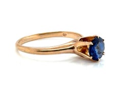 Victorian Sapphire Ring 1ct Round Solitaire Original 1890's Yellow Gold Otsby Ba