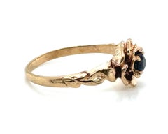 Victorian Sapphire Ring .40ct Round Solitaire Original 1880's-1890's Flower