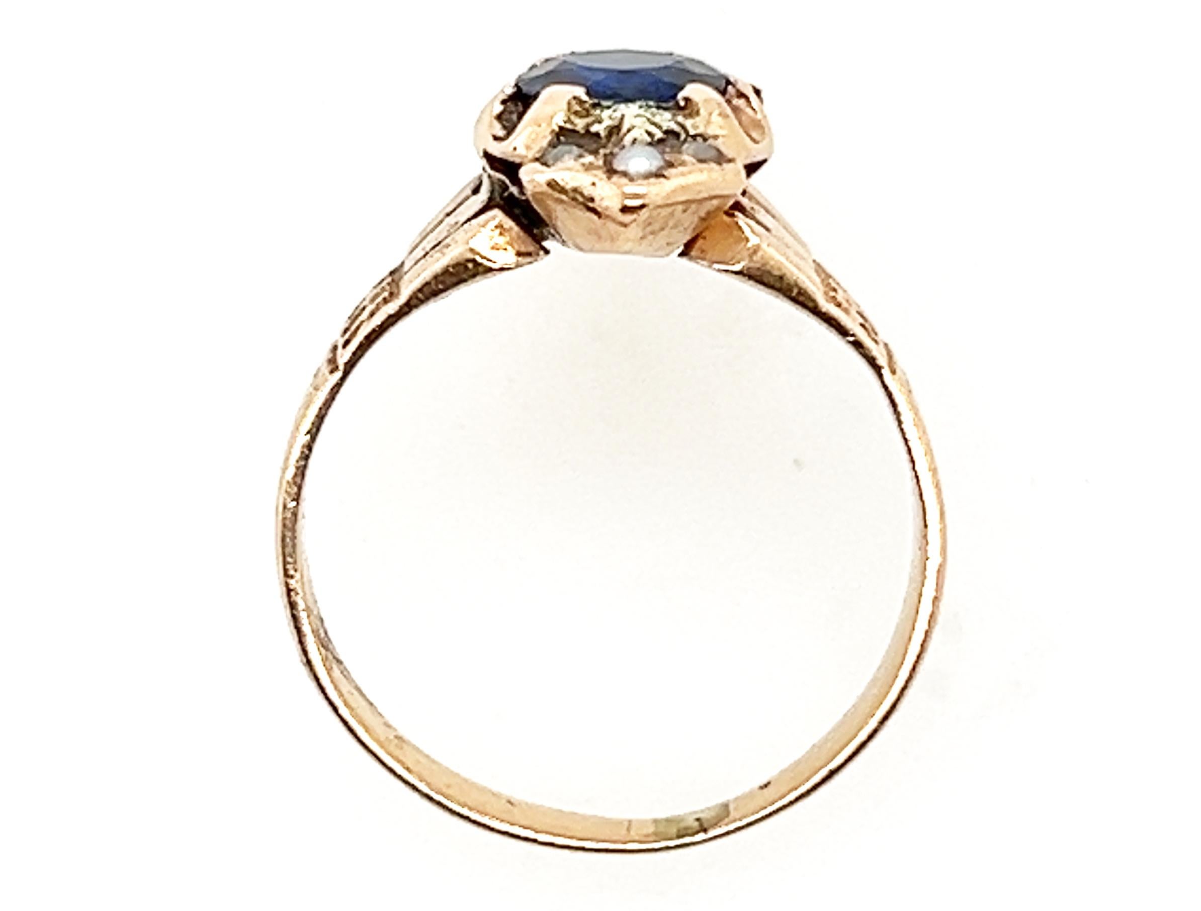 Genuine Original Victorian Antique from 1860's-1880's Sapphire Seed Pearl Ring .70ct 14K Yellow Gold
 


100% Natural Sapphire Gemstone & Seed Pearls

Green Gold Flower Accents

.70 Carat Gemstone Weight

Solid 14K Yellow Gold

Circa