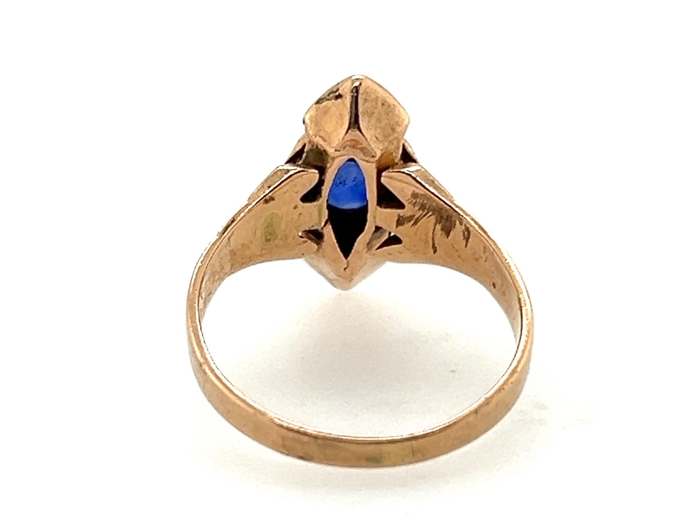 Viktorianischer Saphir-Ring .70ct Saatperlen Original 1860er-1880er Jahre Antike 14K Damen