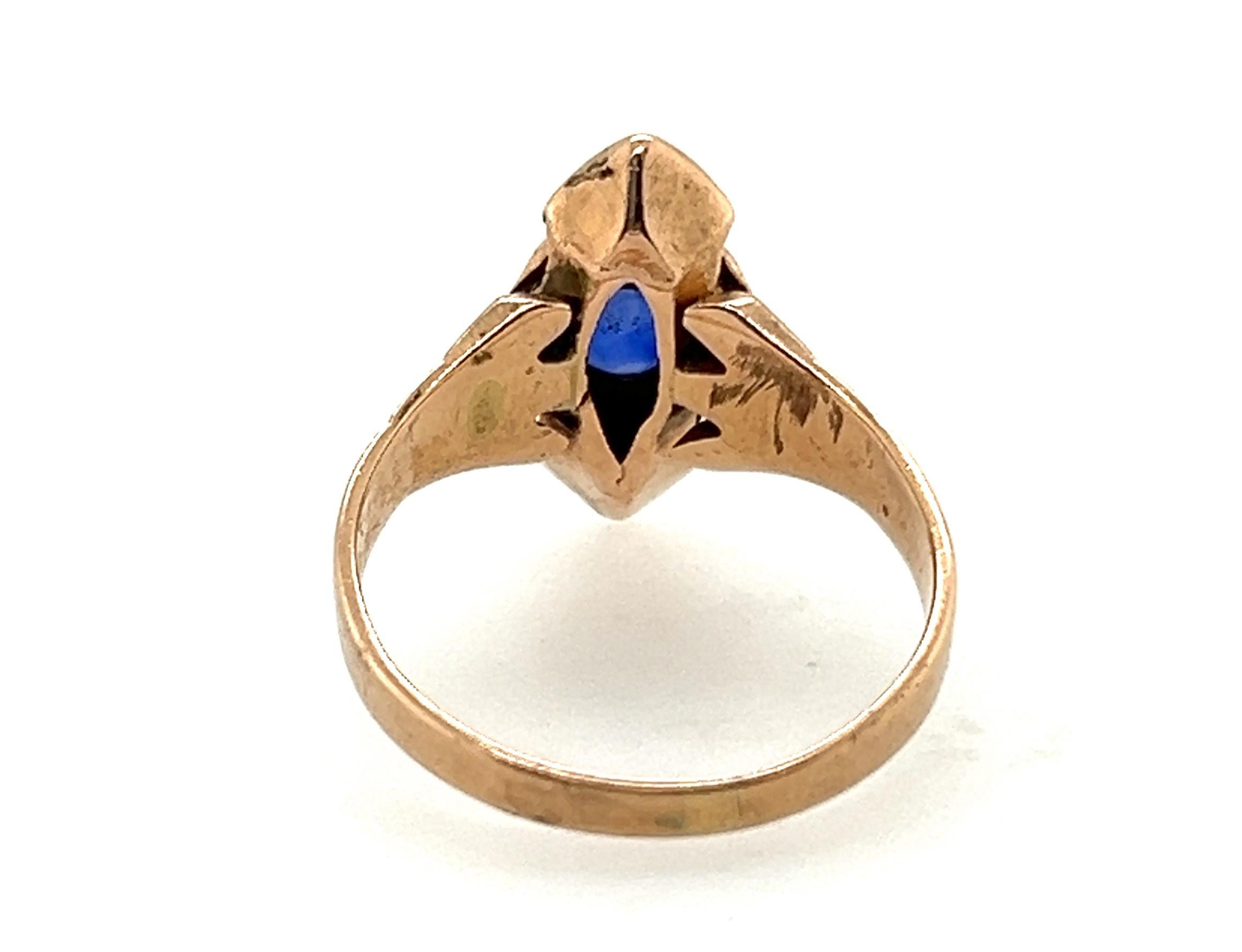 Victorian Sapphire Ring .70ct Seed Pearls Original 1860's-1880's Antique 14K 1