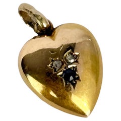 Victorian Sapphire, Rose Cut Diamond and 15 Carat Gold Pendant Necklace
